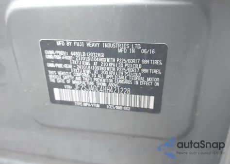 2017 Subaru Forester 2.5I Premium из США, поврежденный, VIN JF2SJAGC4HH421228